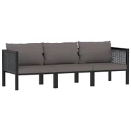 vidaXL 3-osobowa sofa ogrodowa z poduszkami, antracytowa, polirattan