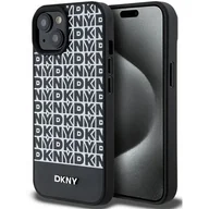 Etui i futerały do telefonów - Oryginalne Etui IPHONE 13 / 14 / 15 DKNY Hardcase Leather Printed Pattern Metal Logo MagSafe (DKHMP15SPSOSPK) czarne - miniaturka - grafika 1