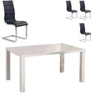 Stoły z krzesłami - Zestaw Stół Ronald 120 + Krzesła K-104 Halmar 4, Czarny / Biały Eco Skay, Biały - miniaturka - grafika 1