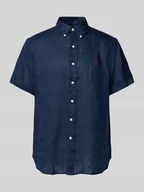 Koszule męskie - Koszula lniana o kroju custom fit z kołnierzykiem typu button down - miniaturka - grafika 1
