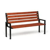 Ławki ogrodowe - Ławka na zewnątrz CITY z oparciem, 1660 mm, mahoń ciemny - miniaturka - grafika 1