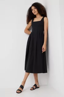 Sukienki - Sisley sukienka kolor czarny midi rozkloszowana - grafika 1