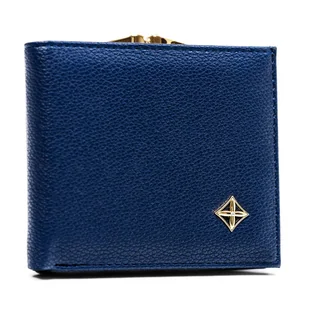 Mały portfel damski portmonetka na bigiel skóra ekologiczna Milano design, granatowy - Portfele - miniaturka - grafika 1