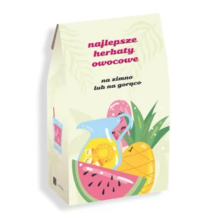 NAJLEPSZE  OWOCOWE. Zestaw herbat owocowych z zaparzaczem - 10 saszetek 10x 5/8g z mieszankami owocowymi w różnych smakach + ananasowy zaparzacz, ow.. - Herbata - miniaturka - grafika 1