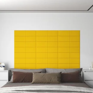 Panele Ścienne, 12 Szt., Żółty, 60X15 Cm, Aksamit, 1,08 M² - Dekoracje domu - miniaturka - grafika 1