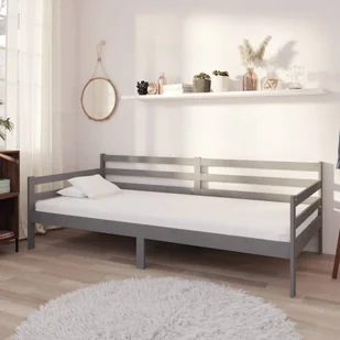 Łóżko dzienne szare sosna 90x200 cm - Łóżka - miniaturka - grafika 1