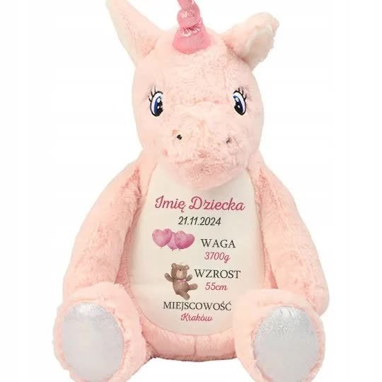 PLUSZOWY JEDNOROŻEC Dla Dziecka Personalizowane IMIĘ DZIECKA Różowe Wzory