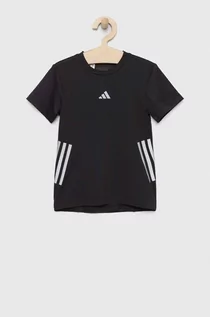 Koszulki dla chłopców - adidas t-shirt dziecięcy U RUN 3S kolor czarny wzorzysty - grafika 1