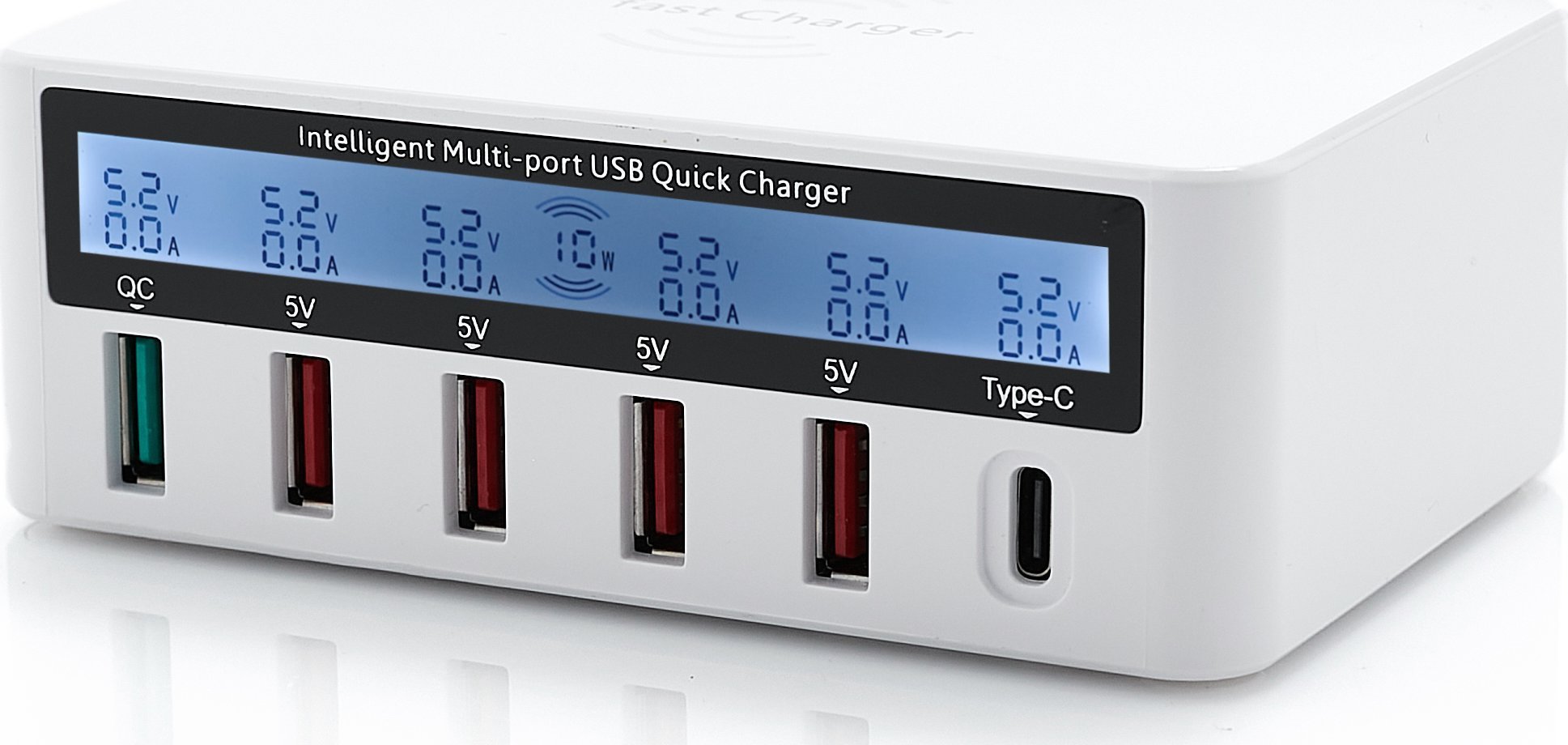 Ładowarka USB 6 Port USB Typu C Quick Charge 3.0 Wyświetlacz Indukcja