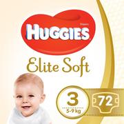 Pieluchy - HUGGIES Pieluchy Elite Soft 3 (5-9kg) 72 szt - miniaturka - grafika 1