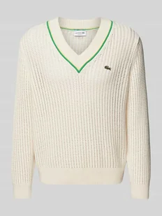 Sweter z dzianiny z dekoltem w serek - Swetry męskie - miniaturka - grafika 1