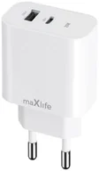 Ładowarki do telefonów - Maxlife ładowarka sieciowa PD QC MXTC-06-25AC 1x USB-C 1x USB 25W biała - miniaturka - grafika 1