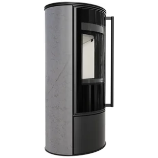 Piec stalowy ERIK FI 150 5,5 kW ozdobna ceramika  GRAY SATIN z domykaniem - Piece wolnostojące - miniaturka - grafika 1