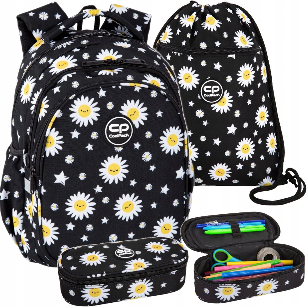 Plecak szkolny młodzieżowy CoolPack Daisy 1-3 klasa czarny Zestaw