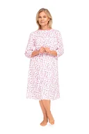 Bielizna nocna - KOSZULA NOCNA DAMSKA XL RĘKAW 7/8 BAWEŁNIANA ROZPINANA RÓŻOWA W KWIATY - miniaturka - grafika 1
