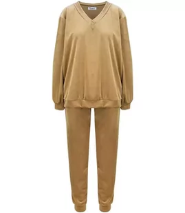 Komplet dresowy bluza spodnie welur gładki-2XL/3XL - Spodnie sportowe damskie - miniaturka - grafika 1