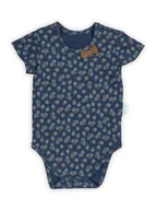 Body dla niemowląt - Niemowlęce body bawełniane z krótkim rękawem kwiatki granatowe Nicol,r.74 - miniaturka - grafika 1