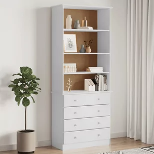 vidaXL Biblioteczka z szufladami ALTA, biała, 77x35x186,5 cm, sosna - Półki do salonu - miniaturka - grafika 1