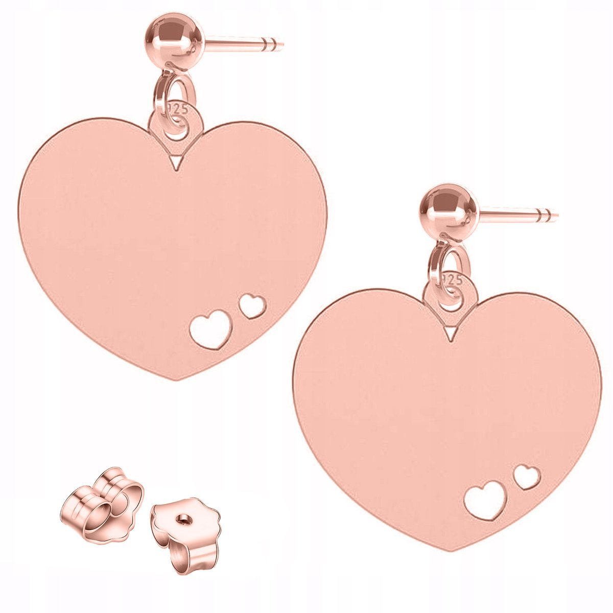 Kolczyki Pozłacane Serca Serduszka Blaszka z Sercem Serduszkiem SREBRO 925