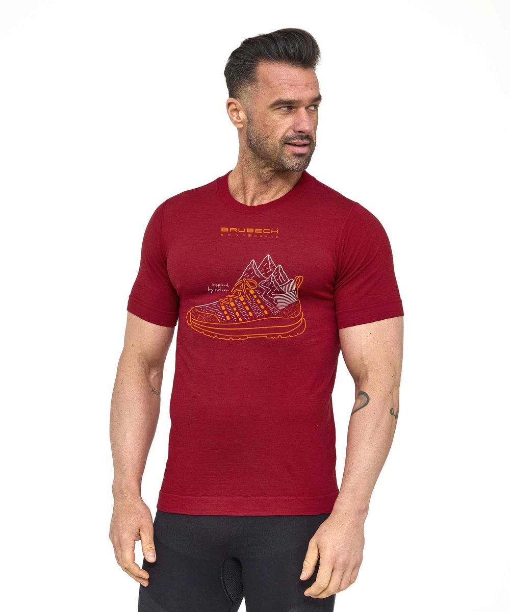 Koszulka męska z krótkim rękawem wełniana Brubeck OUTDOOR WOOL PRO