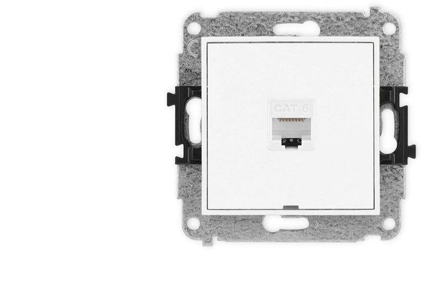 Karlik MINI Mechanizm gniazda komputerowego pojedynczego 1xRJ45, kat. 6, 8-stykowy biały mat 25MGKBO-3