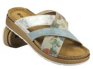 Klapki i japonki damskie - Klapki damskie ze skórzaną wkładką - Inblu GS-52, białe - miniaturka - grafika 1