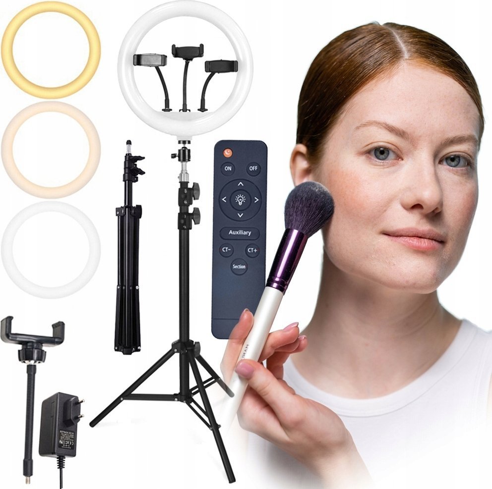 LAMPA PIERŚCIENIOWA LED 80W + PILOT RL-16 3 uchwyty