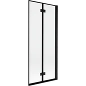 Parawany nawannowe - Mexen Mist parawan nawannowy 2-skrzydłowy prawy 80 x 150 cm, czarna ramka, czarny - 8A9-080-002-70-70-P - miniaturka - grafika 1