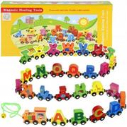 Pociągi dla dzieci - NoboKids Drewniany Pociąg Kolejka Alfabet 26 Wagony Literki CH-015882 - miniaturka - grafika 1