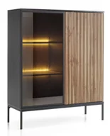 Witryny - Witryna Sento Wt104 Led Czarny / Dąb Wotan / Lamela - miniaturka - grafika 1