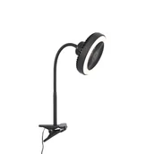 Wentylatory sufitowe - QAZQA Wentylator biurkowy czarny z diodą LED 2700K - Dores - miniaturka - grafika 1