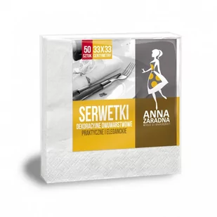 Anna Zaradna Serwetki dwuwarstwowe składane 33x33cm 50 szt. białe biały ST-AZ-015672 - Folia, papier śniadaniowy, serwetki - miniaturka - grafika 2