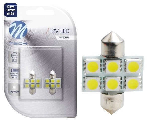 2x Żarówka C5w Led 31mm Retrofit C10w Biała
