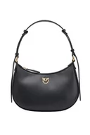 Torebki damskie - Pinko Damska torba Half Moon Mini FL jedwab cielęcy, Z99q_czarny-Antique Gold, Z99q_czarny-antyczne złoto - miniaturka - grafika 1
