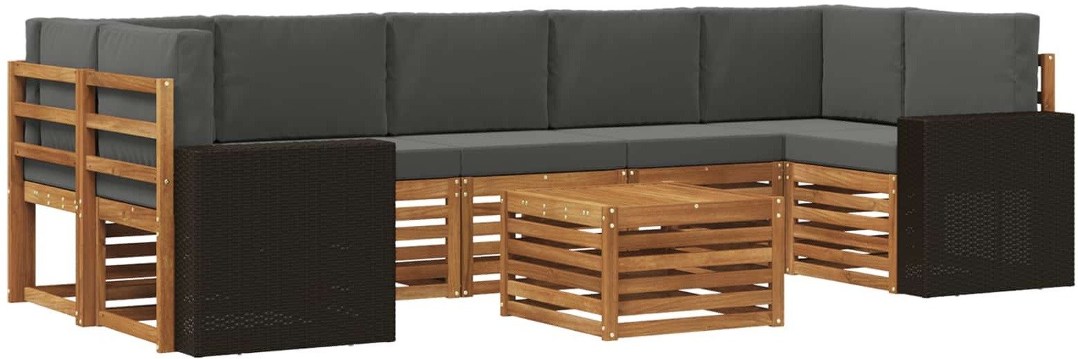 vidaXL Zestaw sof na zewnątrz z poduszką 8 pcs Naturalny i Antracytowy
