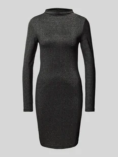 Sukienka tuba o kroju slim fit z efektowną przędzą i krótką stójką model ‘MONICA’ - Sukienki - miniaturka - grafika 1