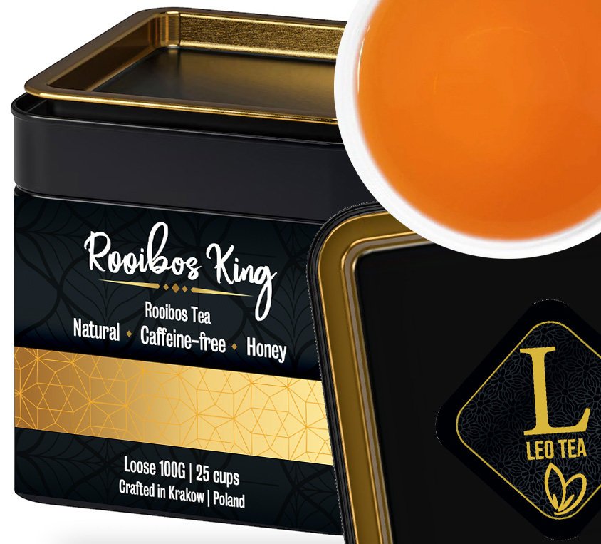 Prawdziwy Rooibos King w Metalowej Puszce z Afryki Long Cut Najlepsza Jakość Świeży Bezkofeinowy 100g