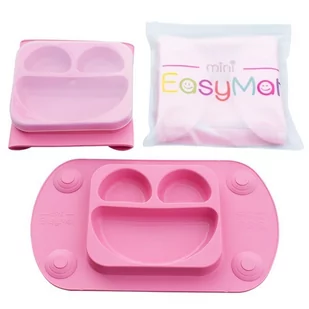 EASYTOTS EasyTots - EasyMat Mini 2in1 PINK silikonowy talerzyk z podkładką - lunchbox - Miseczki i talerzyki dla dzieci - miniaturka - grafika 1