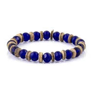 Bransolety męskie - Bransoletka koraliki w kolorze niebieski EM 48 - EM Men's Accessories - miniaturka - grafika 1