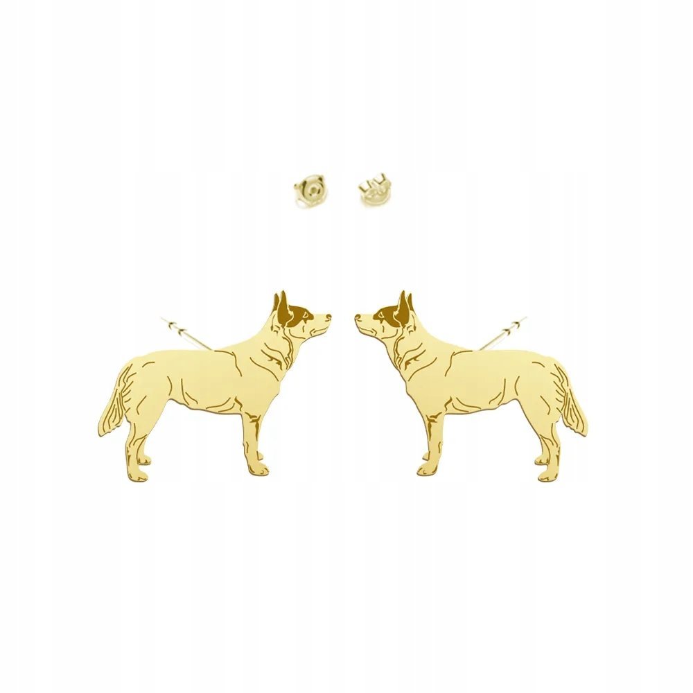 Kolczyki Złote Australijski Pies Pasterski 925 Biżuteria DEDYKACJA GRATIS