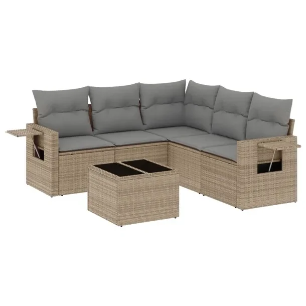 Beżowy zestaw mebli ogrodowych z rattan PE, 55 x 62 x 69 cm