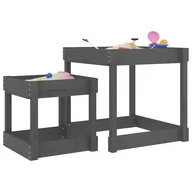 Place zabaw - Stoliki piaskownice, 2 szt., szare, lite drewno sosnowe Lumarko! - miniaturka - grafika 1