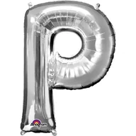 Balony i akcesoria - Balon foliowy, litera P, srebrny, 60x81 cm, 1 sztuka - miniaturka - grafika 1