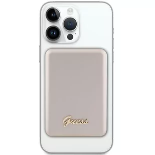 Guess Powerbank indukcyjny 5W GUPBM3ALGSGD 3000mAh złoty/gold MagSafe Metal Script Logo - Powerbanki - miniaturka - grafika 2