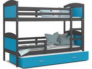 Łóżka dla dzieci i młodzieży - Łóżko piętrowe 190x80 szary błękit MATEUSZ 3 - miniaturka - grafika 1