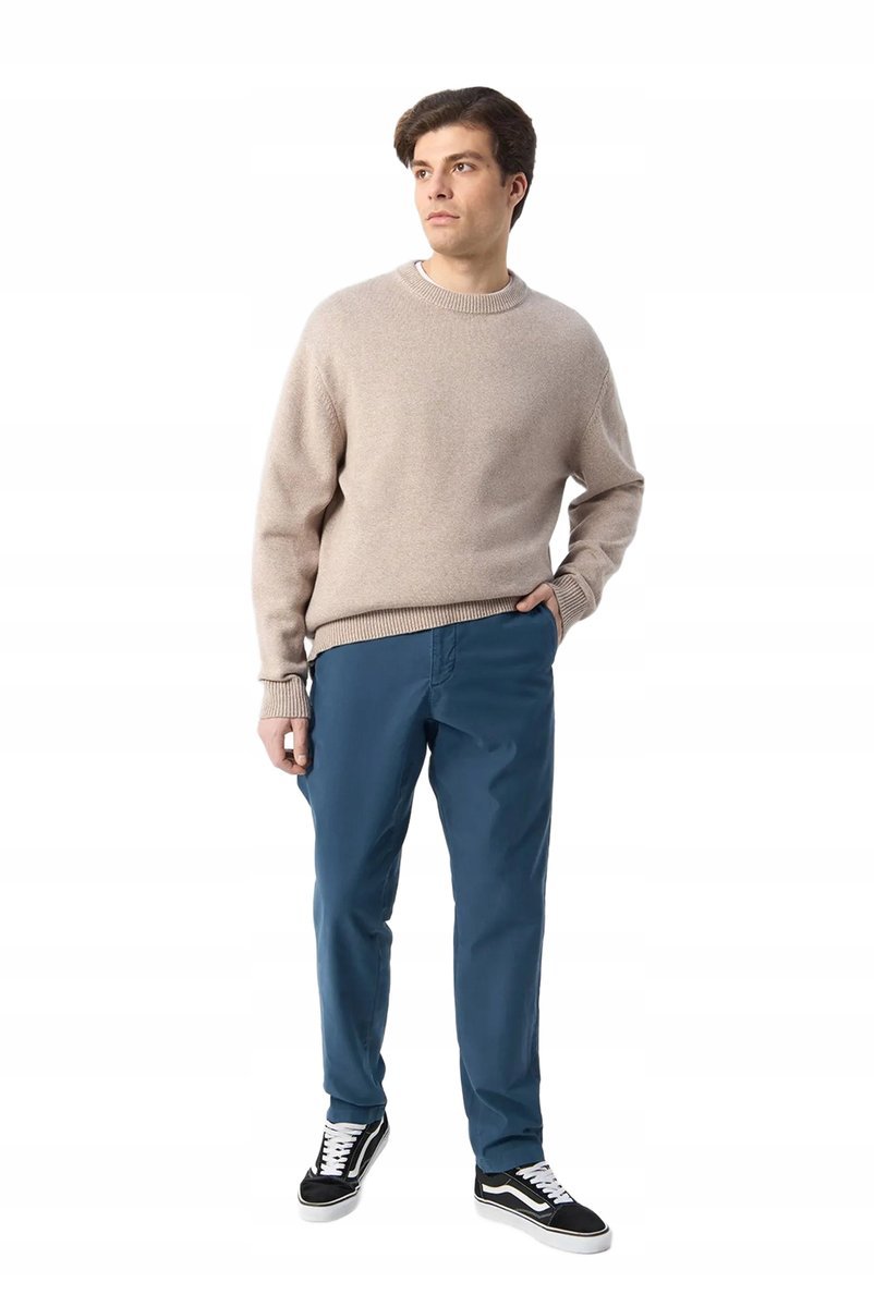 TOMMY HILFIGER PROSTE SPODNIE CHINOS NIEBIESKIE BAWEŁNA 34/34 26BA