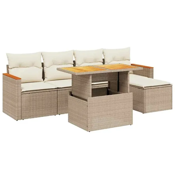 Zestaw mebli ogrodowych modułowych beżowy rattan PE 55 x 62 x 69 cm