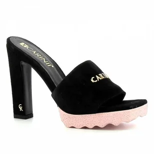 Zamszowe klapki na słupku CARINII - Carinii - Klapki i japonki damskie - miniaturka - grafika 1