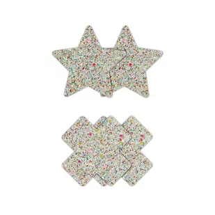 NS Novelties Pretty Pasties Star and Cross Glow 2 Pairs - Biżuteria erotyczna - miniaturka - grafika 1
