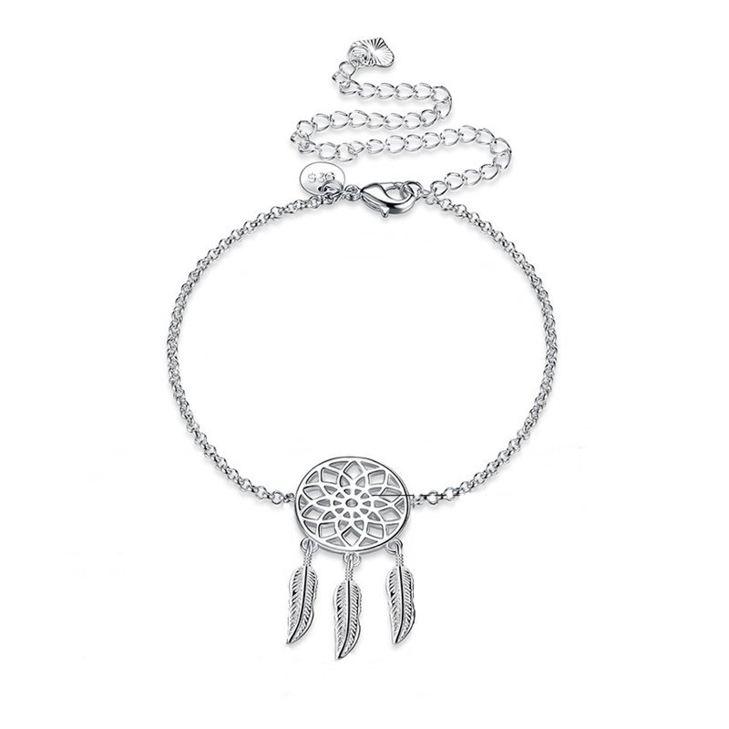 Bransoletka Srebrna Na Nogę Kostkę Charms Wisior Łapacz Snów